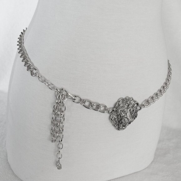 Lion of Judah Chain Link Silver Tone Belt Tribe of Israel Aslan Yeshua Roaring main image 4